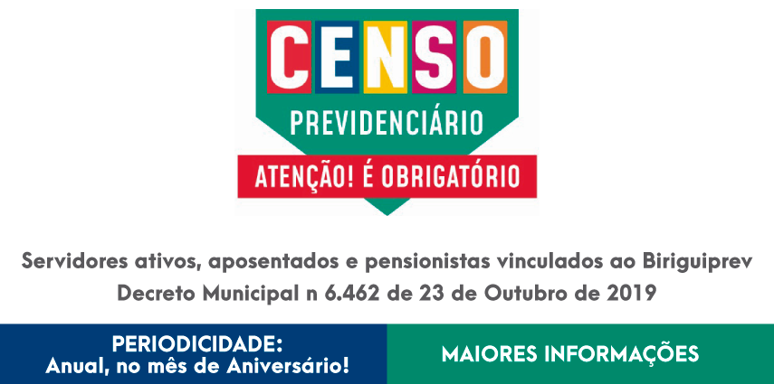 Censo Previdenciário: Servidores Ativos, Aposentados e Pensionistas vinculados ao Biriguiprev 2022