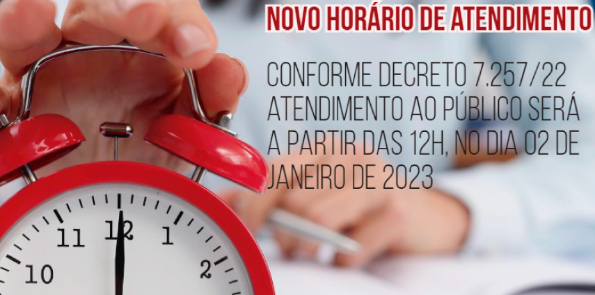 Novo horário de atendimento